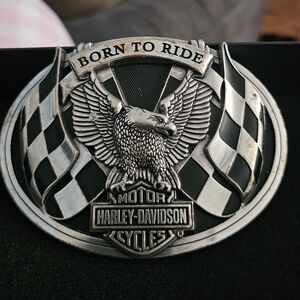 Harley-Davidson Silver and Black Eagle Belt Buckle